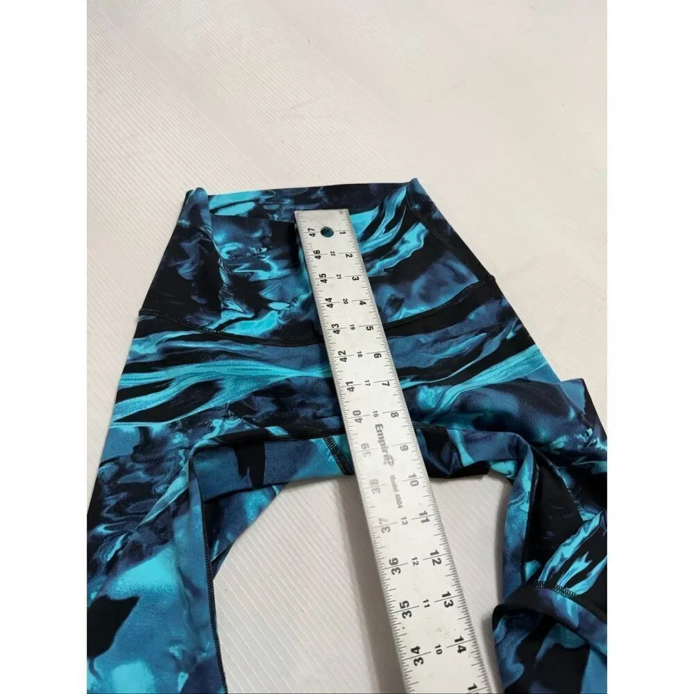 Lululemon Blue and Black Marble Print Leggings Size 6